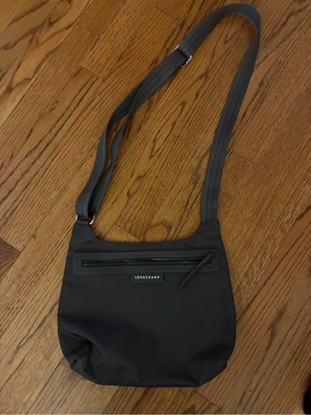 Longchamp Grey Nylon Crossbody Shoulder Bag
